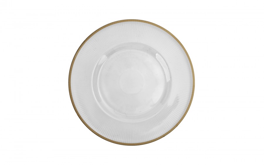 Talerz dekoracyjny plastikowy 33 cm złoty pasek