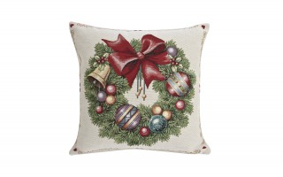Poszewka dekoracyjna 45x45 cm Wianek Świąteczny z kokardą 010