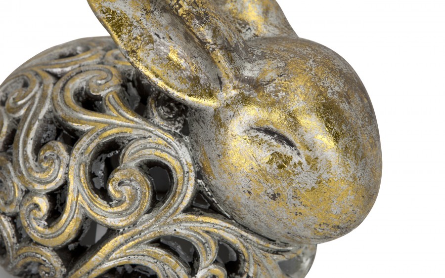 Figurka ozdobna Zając 21 cm śpiący złoty