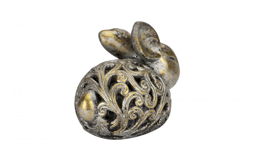 Figurka ozdobna Zając 21 cm śpiący złoty