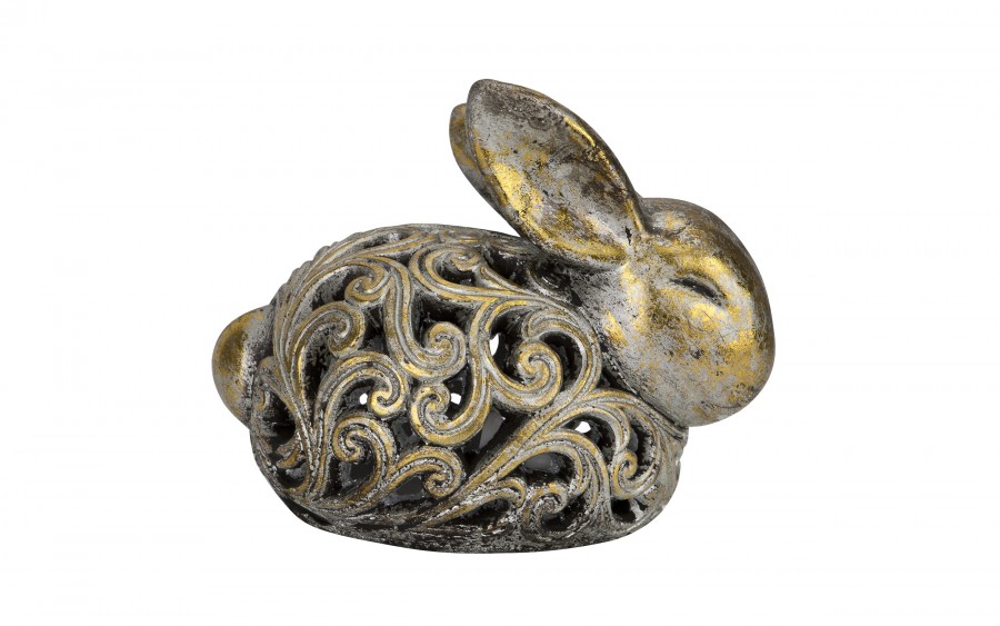 Figurka ozdobna Zając 21 cm śpiący złoty