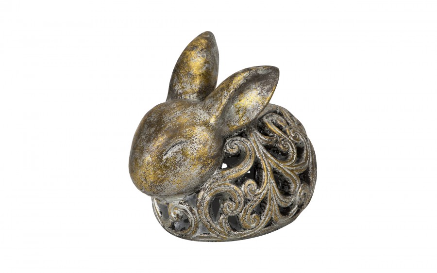 Figurka ozdobna Zając 21 cm śpiący złoty