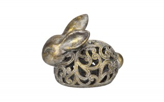 Figurka ozdobna Zając 21 cm śpiący złoty