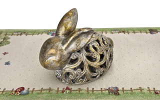 Figurka ozdobna Zając 21 cm śpiący złoty