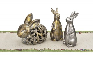 Figurka stojący królik srebrny