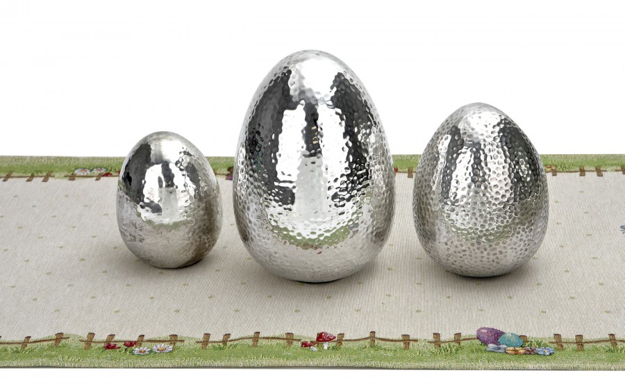 Jajko srebrne wytłaczane 12 cm małe