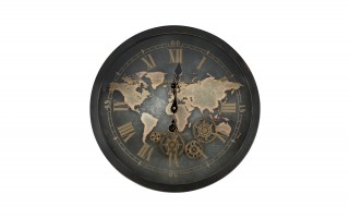 Zegar ścienny metalowy 50x50x8 cm Świat
