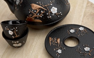 Żeliwny zestaw do parzenia herbaty w stylu Japanese zdobiony