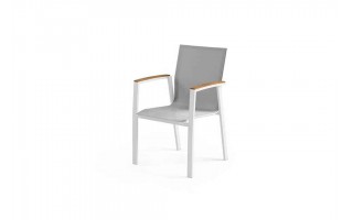 Krzesło ogrodowe z podłokietnikami LEON teak białe