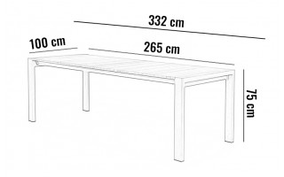 Stół ogrodowy rozkładany RIALTO 265 cm Tek/antracyt