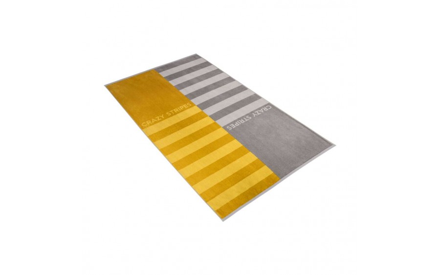 Ręcznik plażowy 100x180 cm Crazy Stripes 001 żółto-szary
