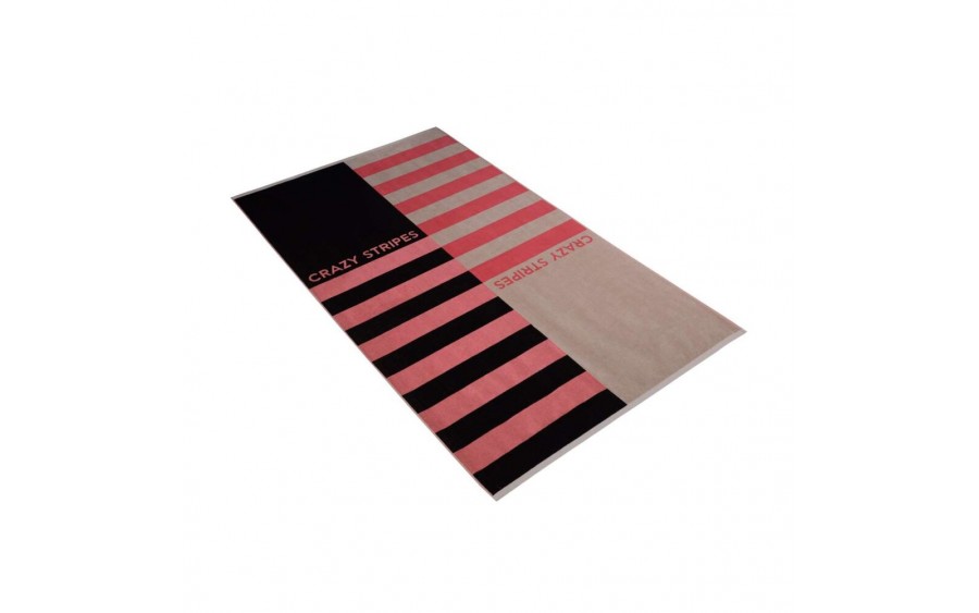 Ręcznik plażowy 100x180 cm Crazy Stripes 003 czarny