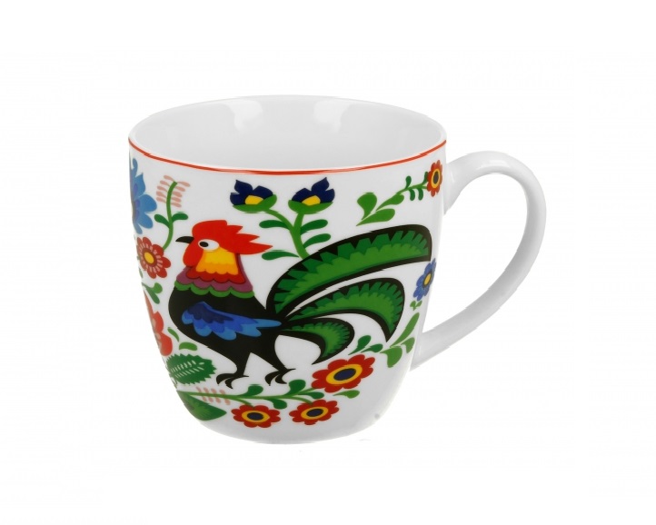 Kubek porcelanowy 460 ml Koguty Folk