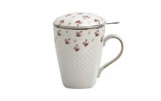 Kubek porcelanowy 430 ml z zaparzaczem Kwiatki Valentina 713019