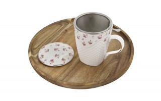 Kubek porcelanowy 430 ml z zaparzaczem Kwiatki Valentina 713019