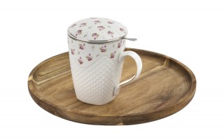 Kubek porcelanowy 430 ml z zaparzaczem Kwiatki Valentina 713019