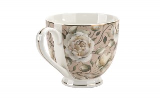 Kubek porcelanowy 530 ml na stopce English Roses Cream