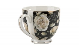 Kubek porcelanowy 530 ml na stopce English Roses Black