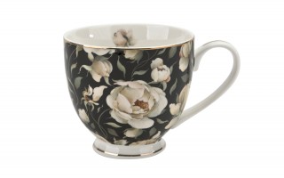 Kubek porcelanowy 530 ml na stopce English Roses Black