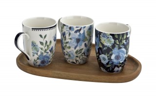 Kubek porcelanowy 340 ml Indigo biały wzór 3