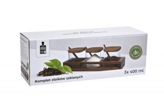 Komplet 3 słoików 400 ml z bambusową półką 0772