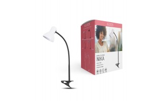 Lampa biurkowa E27 Nika Clips Biała/Czarna