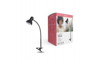 Lampa biurkowa E27 Nika Clips Biała/Czarna