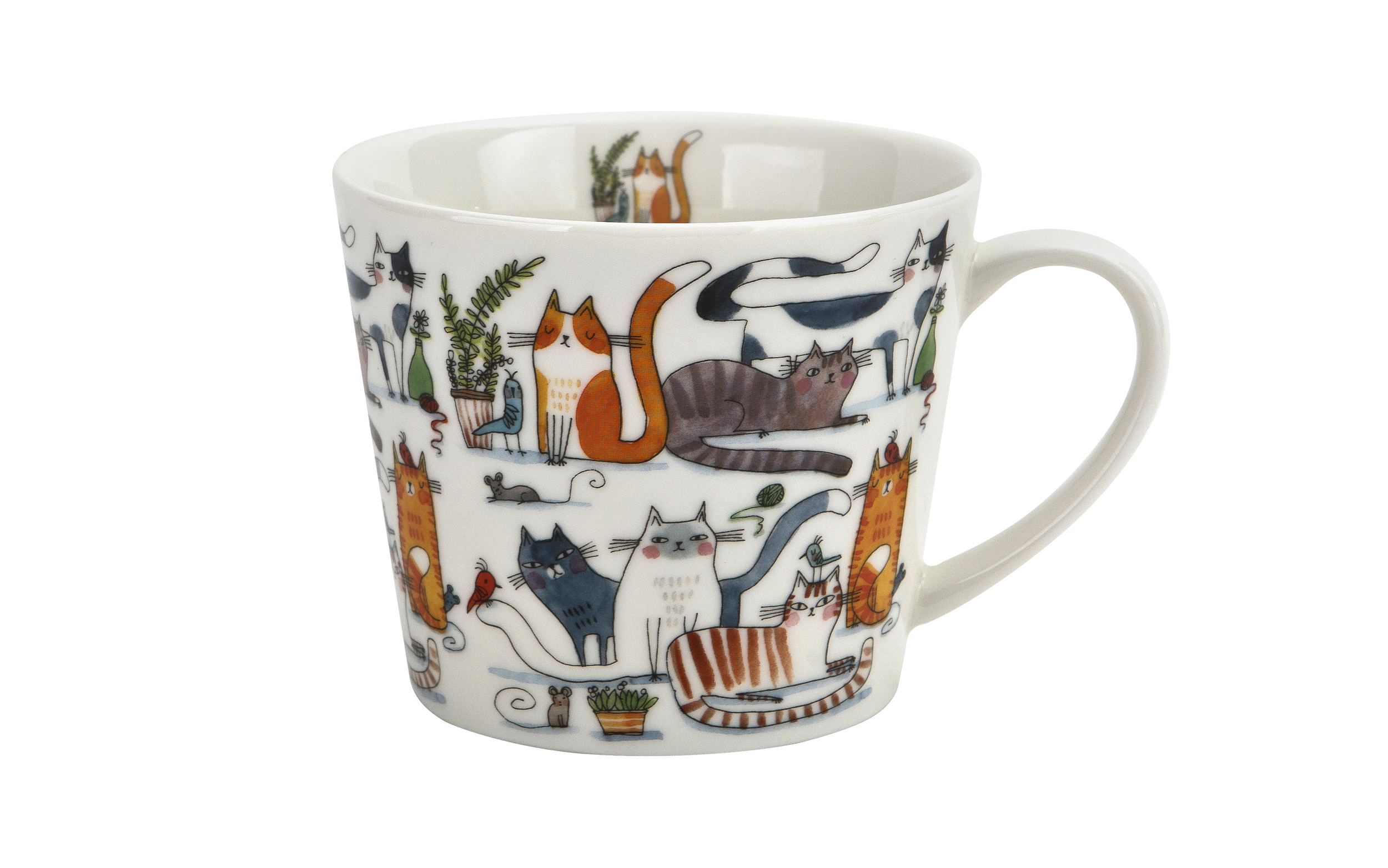 Kubek porcelanowy 610 ml prosty Koci Świat Leniwe Koty