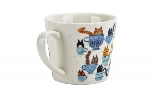 Kubek porcelanowy 610 ml prosty Koty w filiżankach