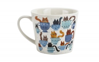 Kubek porcelanowy 610 ml prosty Koty w filiżankach