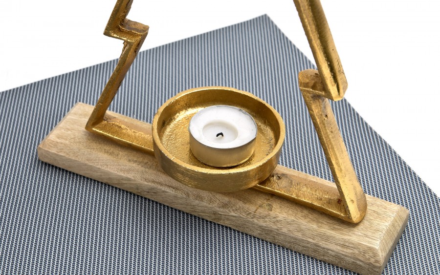 Metalowy świecznik Choinka złota 32 cm duża