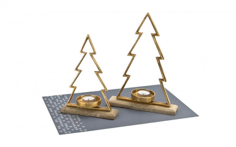 Metalowy świecznik Choinka złota 32 cm duża