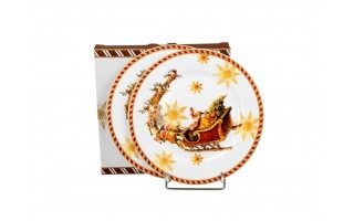 Komplet 2 talerzy deserowych 19 cm Santa on sleigh