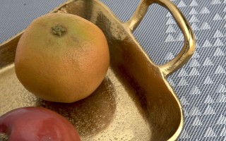 Taca ozdobna patera metalowa z uchwytem złota 41 cm