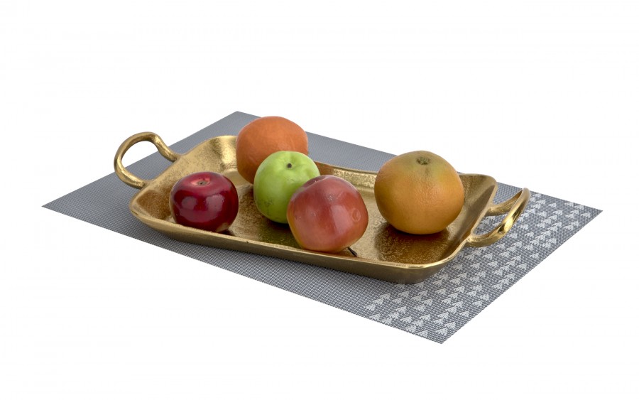 Taca ozdobna patera metalowa z uchwytem złota 41 cm