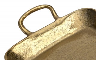 Taca ozdobna patera metalowa z uchwytem złota 41 cm