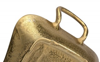 Taca ozdobna patera metalowa z uchwytem złota 41 cm