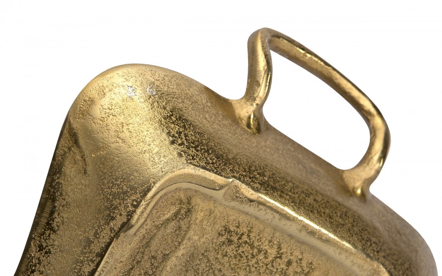 Taca ozdobna patera metalowa z uchwytem złota 41 cm