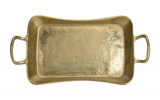 Taca ozdobna patera metalowa z uchwytem złota 41 cm