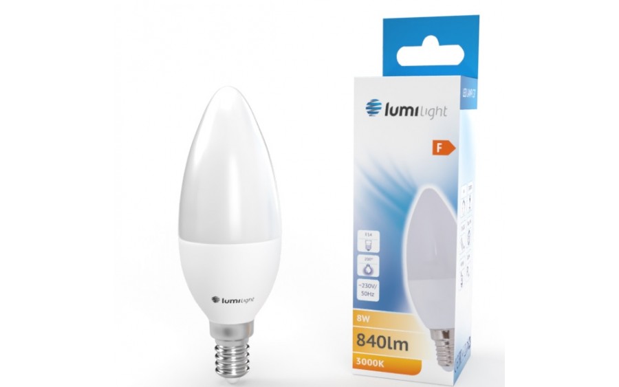 ŻARÓWKA LED ŚWIECA C37 E14 8W CIEPŁA LL2145