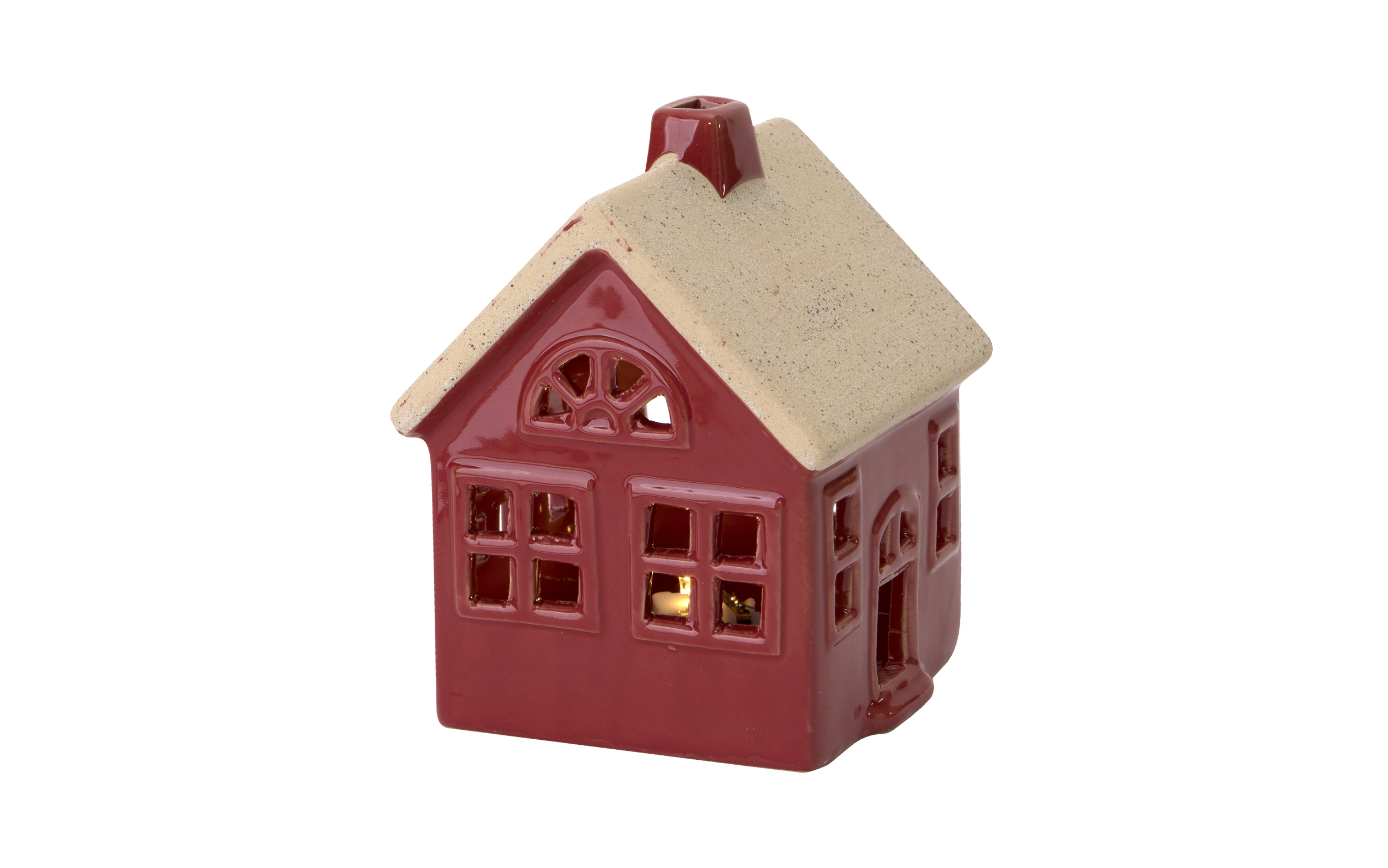 Figurka wiecca Domek ceramiczny czerwony redni 8056