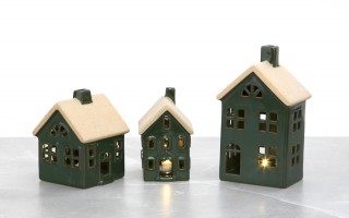 Figurka świecąca Domek ceramiczny zielony średni 8058