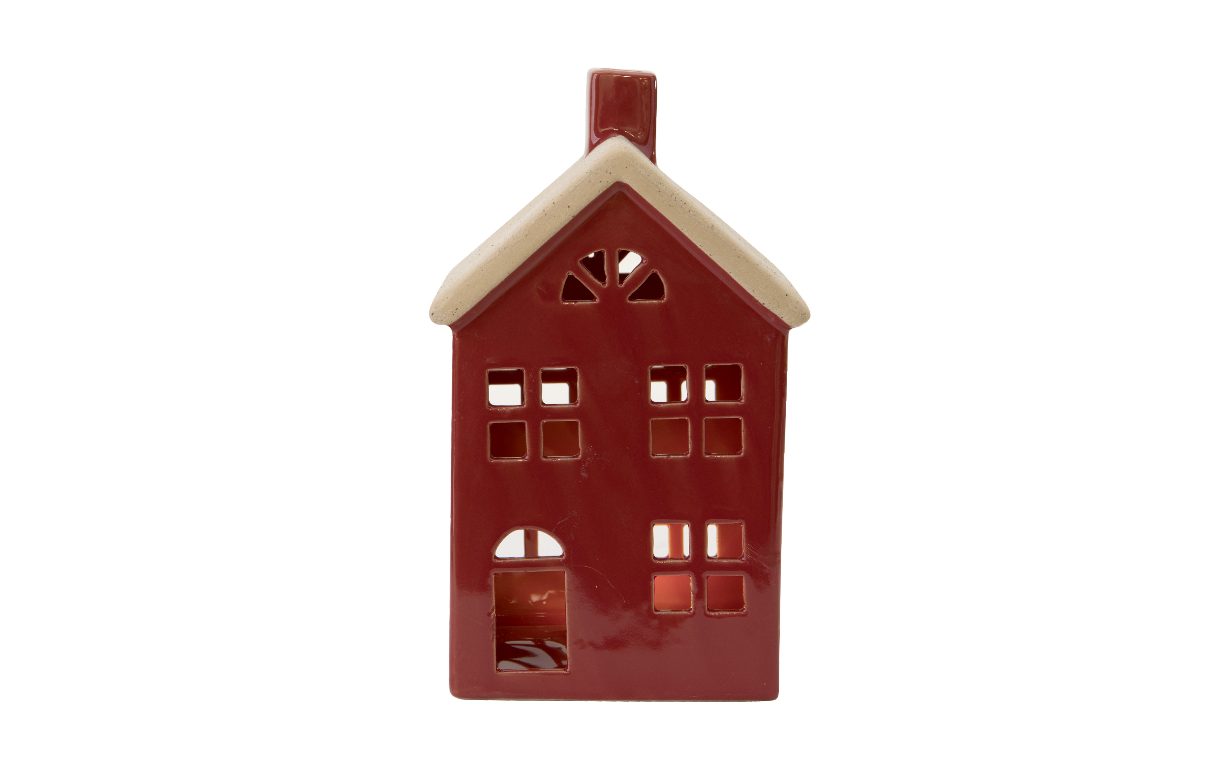 Figurka wiecca Domek ceramiczny czerwony duy 8044