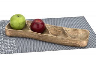 Talerz na przekąski dzielony 35x11 cm drewno mango