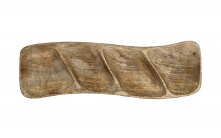 Talerz na przekąski dzielony 35x11 cm drewno mango