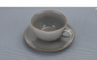 Filiżanka porcelanowa 280 ml + spodek Aida ART Szary LU33 (K130)