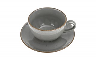 Filiżanka porcelanowa 280 ml + spodek Aida ART Szary LU33 (K130)