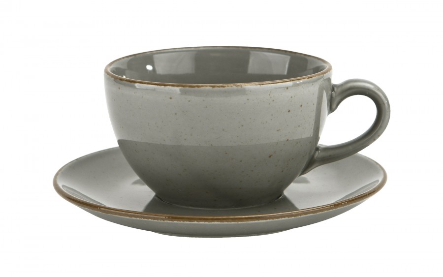 Filiżanka porcelanowa 280 ml + spodek Aida ART Szary LU33 (K130)