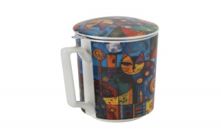 Kubek porcelanowy 450 ml z zaparzaczem Modern Cat