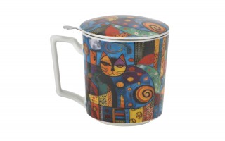 Kubek porcelanowy 450 ml z zaparzaczem Modern Cat